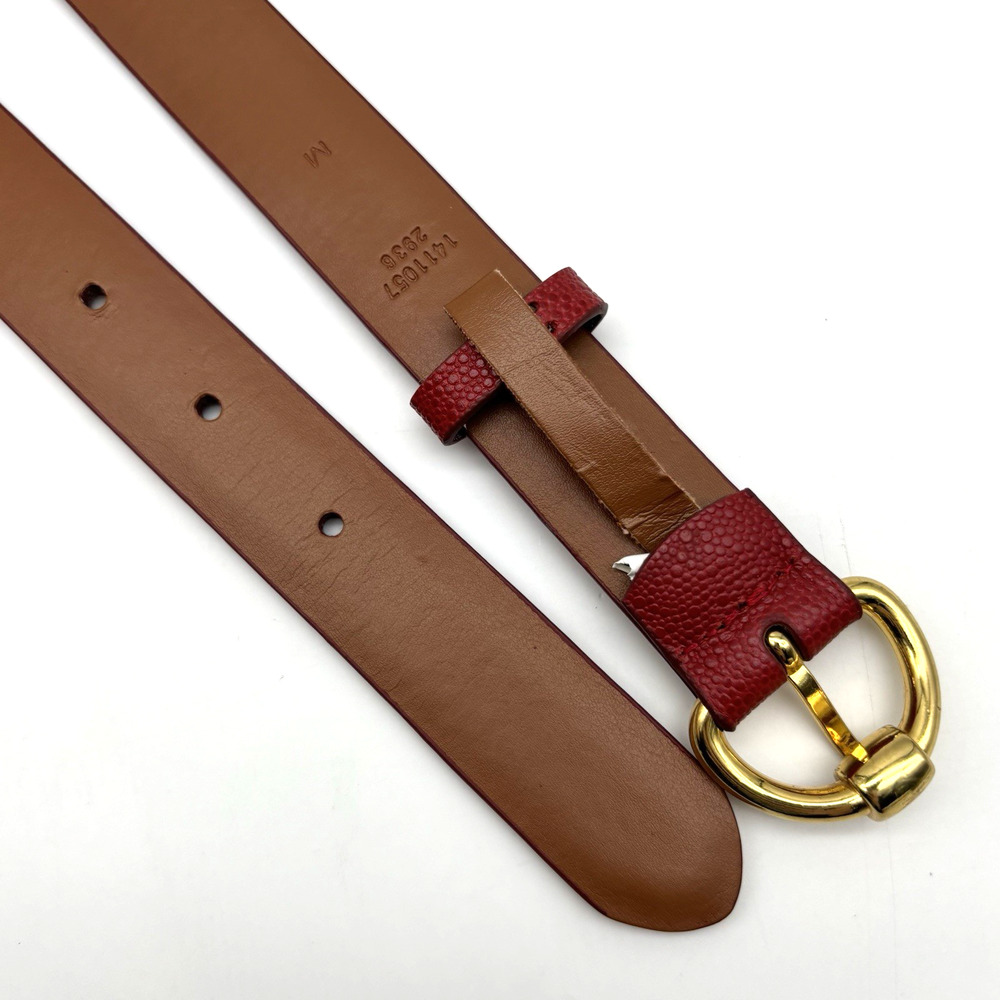 Lauren Ralph Lauren Pebbled Cherry Red Gold-tone Buckle Skinny Belt M 31-35" - Picture 10 of 16